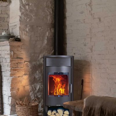 Wood stove fireplace in comfort cozy house
