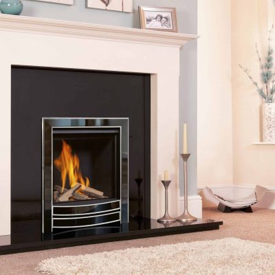 Desire Black Nickel & Chrome gas fire in rugby